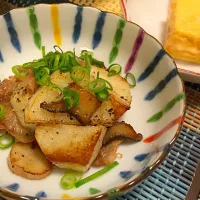 Snapdishの料理写真:長芋と豚バラの塩炒め