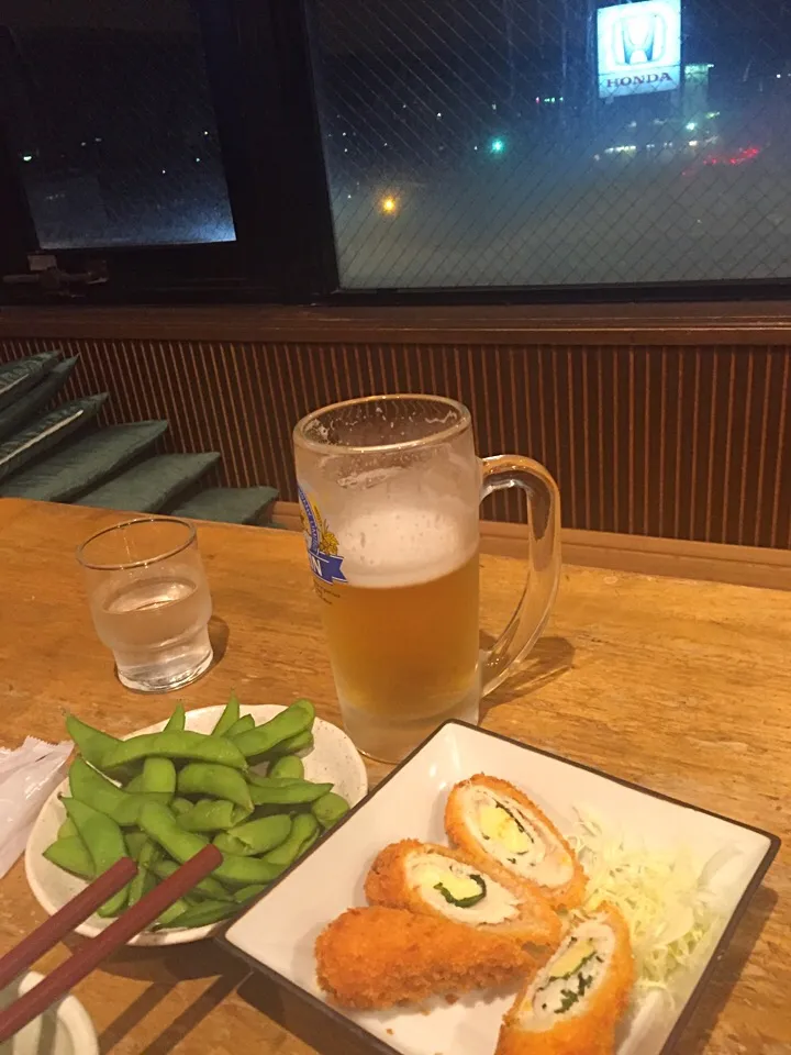 ささみ大葉チーズ、枝豆、🍻|純さん