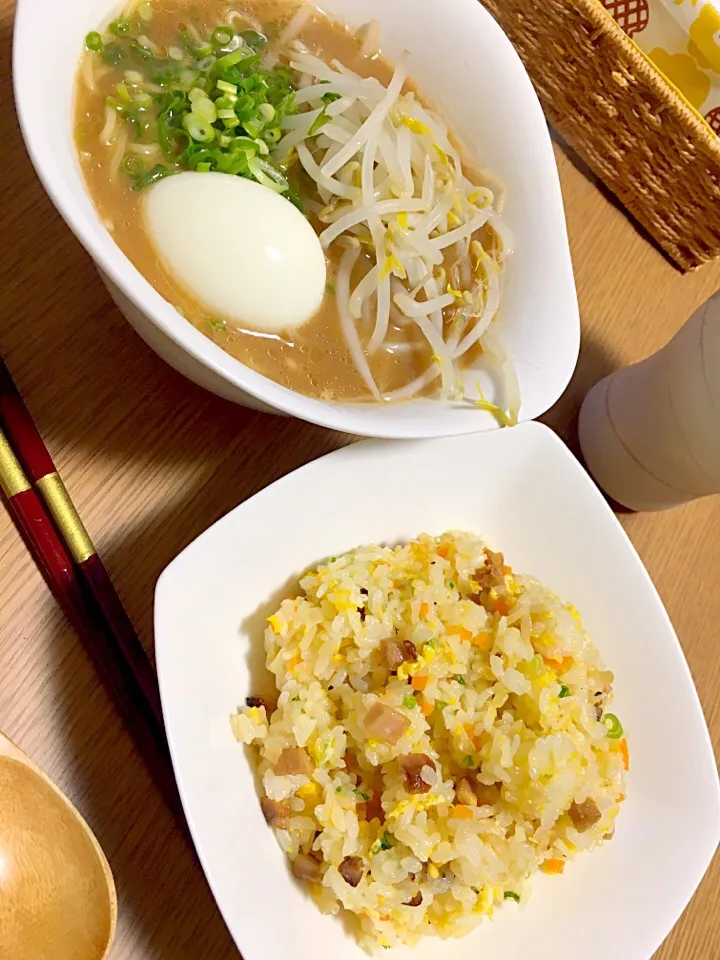 今日の夜ごはん🌙焼豚炒飯&豚骨醤油ラーメン|acoyaさん