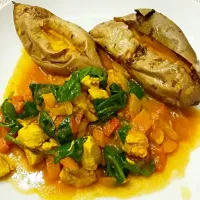 Bake sweet potato and chicken curry with spinach|vivianaさん