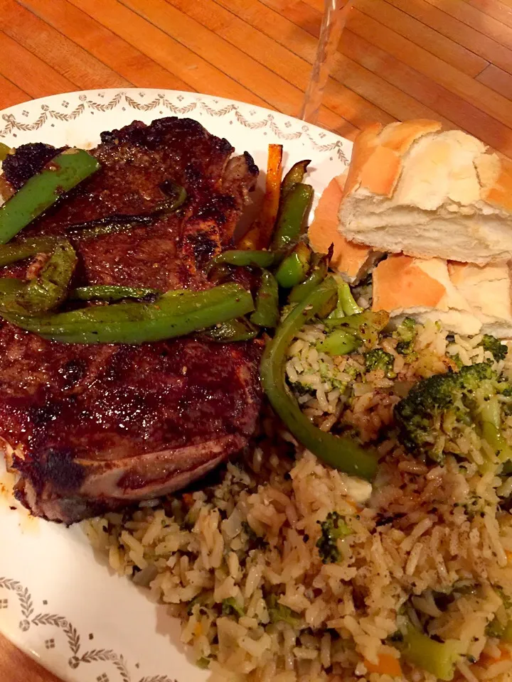 Marinated Grilled Strip Steak, rice pilaf with broccoli..|Michele Fortunatiさん