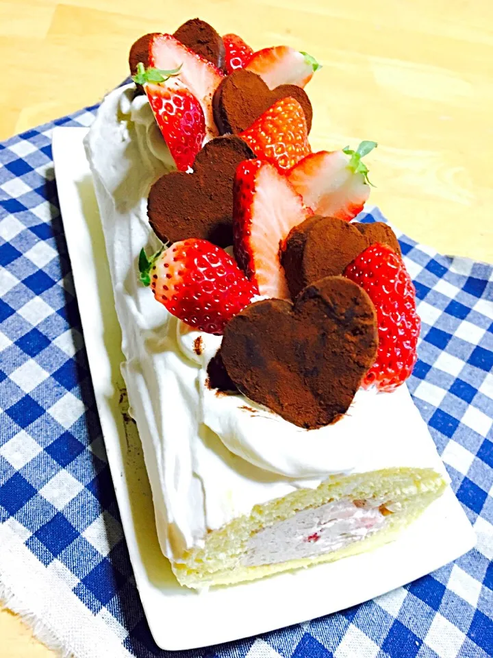 バレンタインロールケーキ❣️|なの・*:..｡o♬*ﾟさん