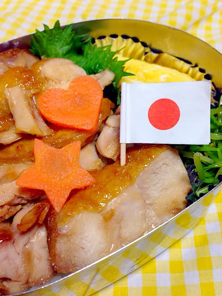 Snapdishの料理写真:鳥もも照り焼き弁当|かりんかさん