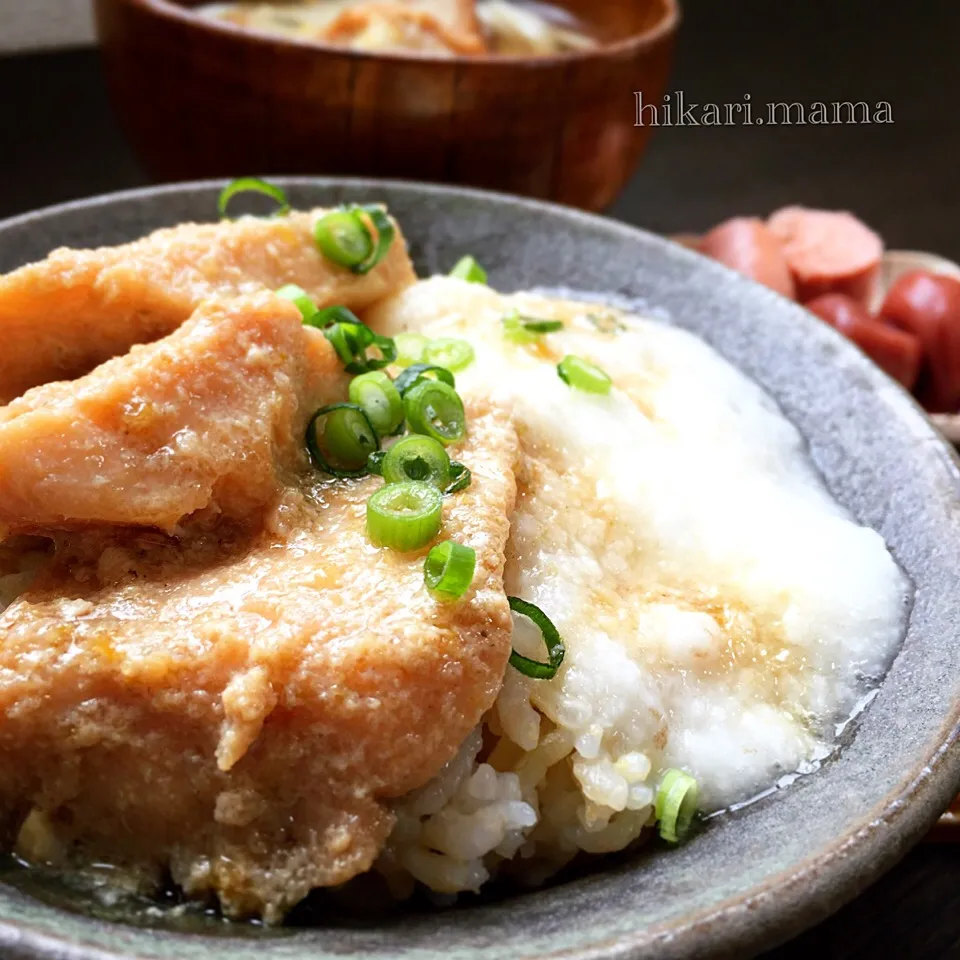 お昼ごはん🍴レンジで簡単♥柚子胡椒カジキとろろ丼！|ひかりママさん