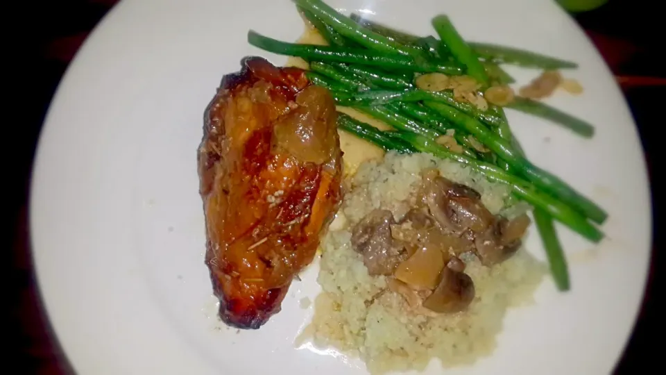 Not Butter chicken with cauli-rice and almond green beans sautéed in lemon butter|Barberttさん