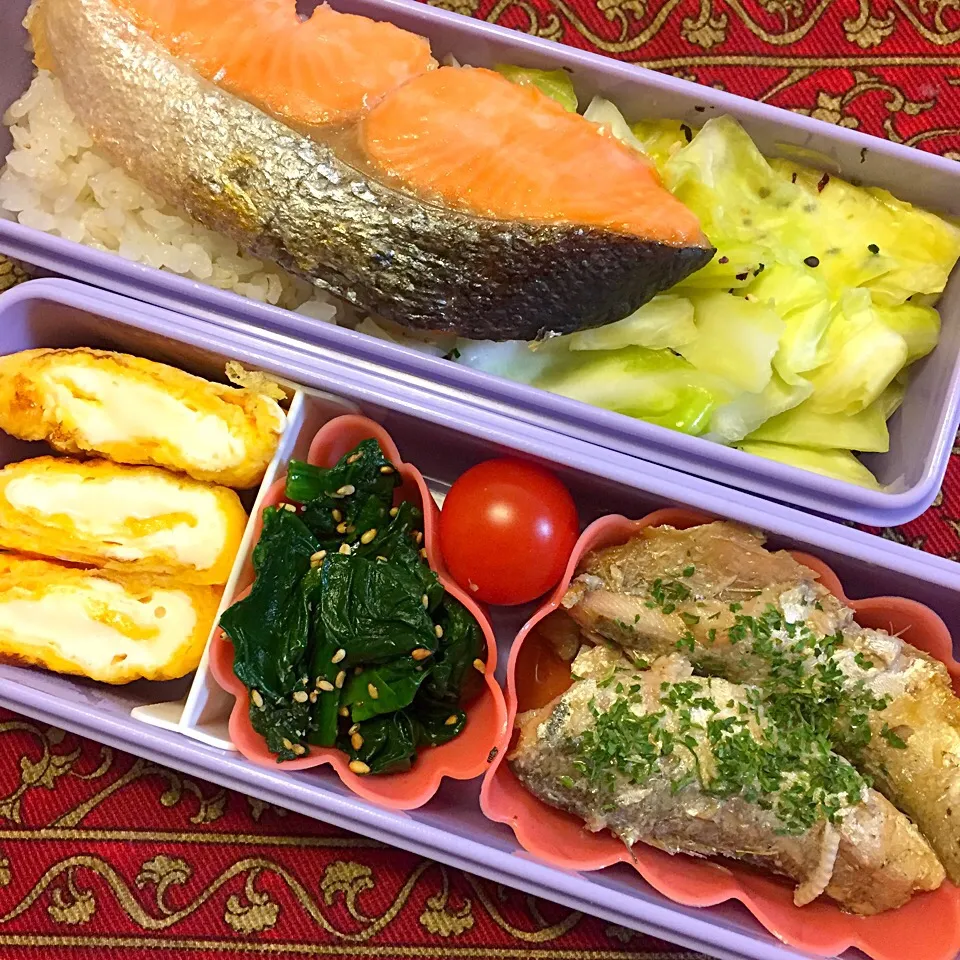 コハダのオイル漬けと甘塩鮭弁当|もえさん