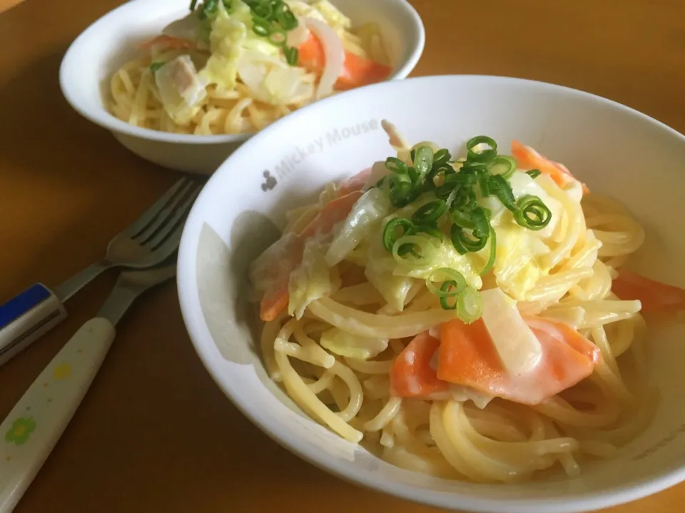 Snapdishの料理写真:野菜のクリームパスタ。|夢ちゃんさん