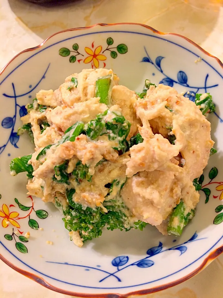 菜の花と笹身の白和え|あぷさん