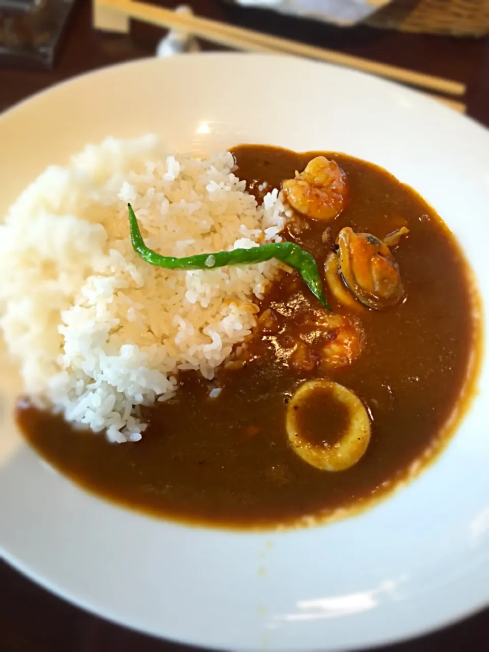 フルーティな辛さが美味しいシーフードカレー♡野菜カレーの方が好きかな？♡とりあえずルーはめちゃウマ！|いづみんみんさん