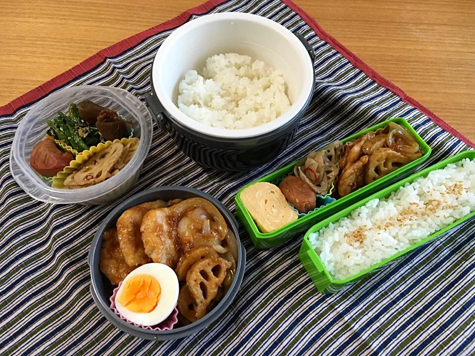 Snapdishの料理写真:蓮根と豚肉の生姜焼き弁当|csigapogiさん