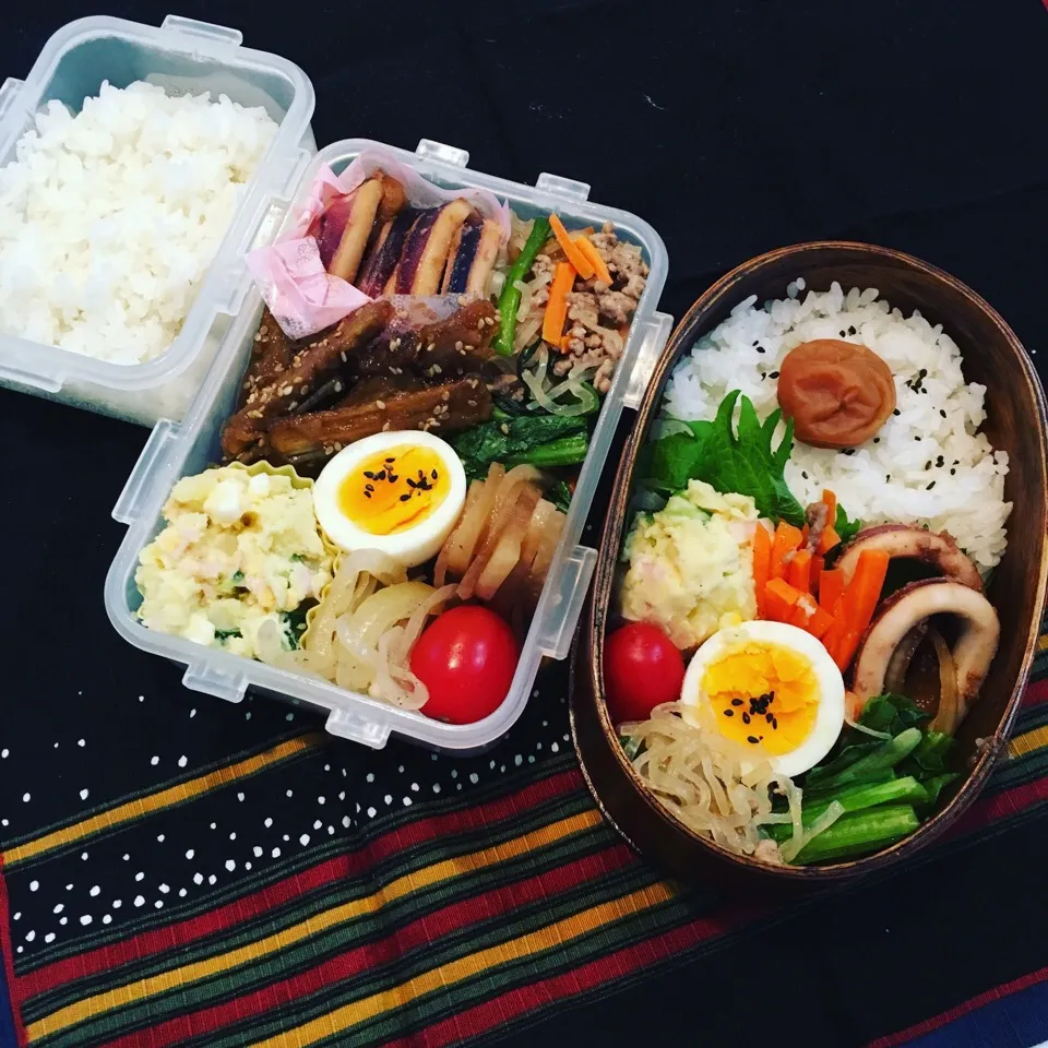 Snapdishの料理写真:ちょっとやる気のない朝の夫婦弁当|やっこさん