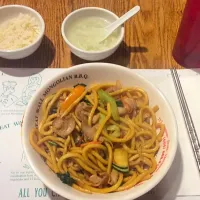 Stir fried noodles and fresh vegetables cooked Mongolian style. Served with rice, soup and Mongolian biscuits.|Craig Colemanさん