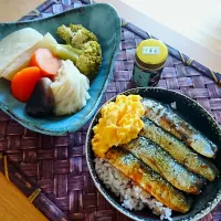 さんまの蒲焼き丼と野菜の炊いたんランチ|AIKONGさん