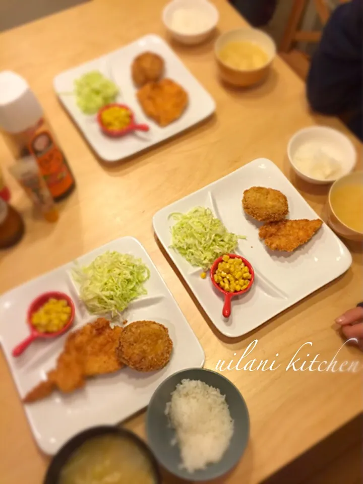 今日のゴハン☆揚げ物定食|yukie@uilanikitchenさん