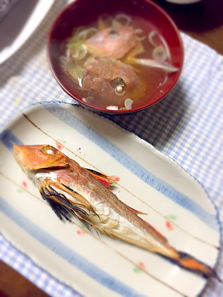 カナガシラ尽くし！味噌汁と塩焼き|るきさん