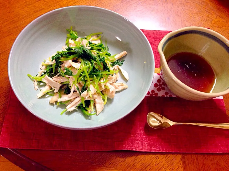 水菜と鶏胸肉のサラダ⭐︎柚子ドレッシング✨|akkoさん