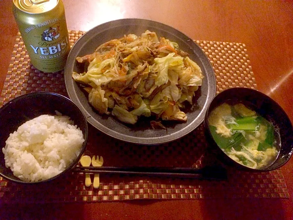 Today's Dinner🍴ﾚﾊﾞﾆﾗ･小松菜の中華風かき卵ｽｰﾌﾟ･白飯|🌈Ami🍻さん