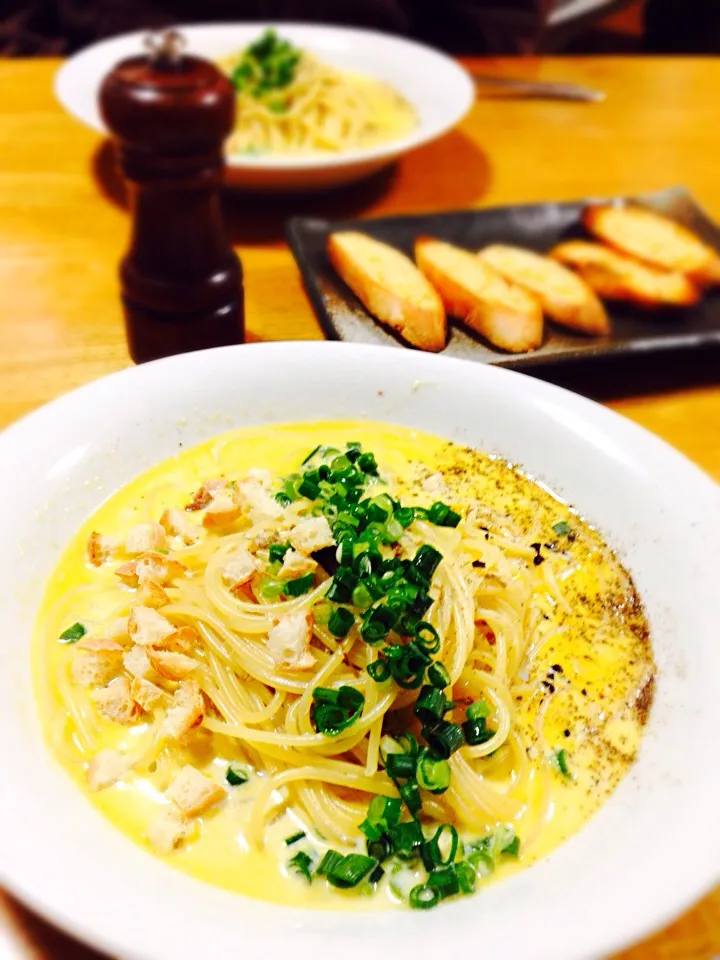 Snapdishの料理写真:蟹味噌クリームパスタ|Muckさん