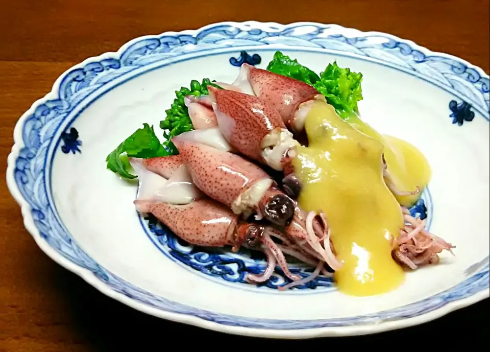 ホタルイカのと菜の花の酢味噌和え🌿|あらいぐまのしっぽさん