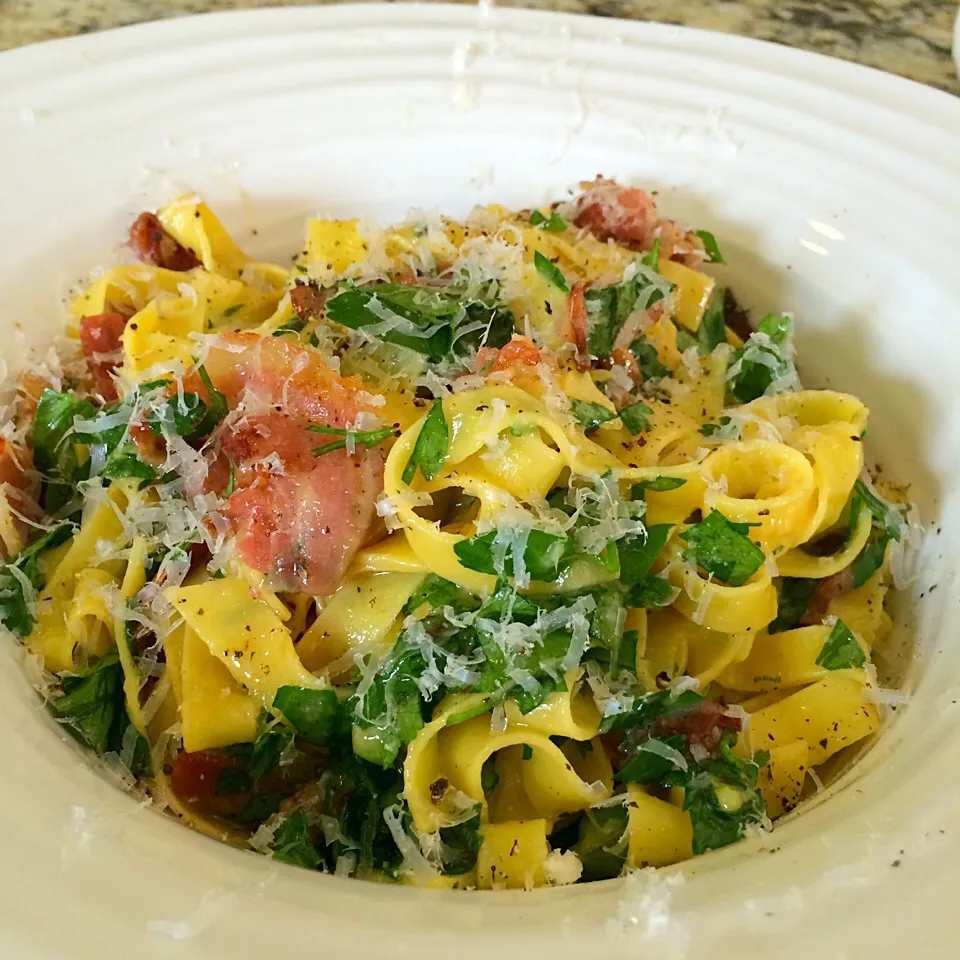 spaghetti alla carbonara with pancetta|Nanaさん