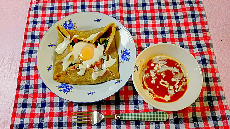 今日ランチ🍴そば粉ガレット❤エビのビスク|キム姉さん