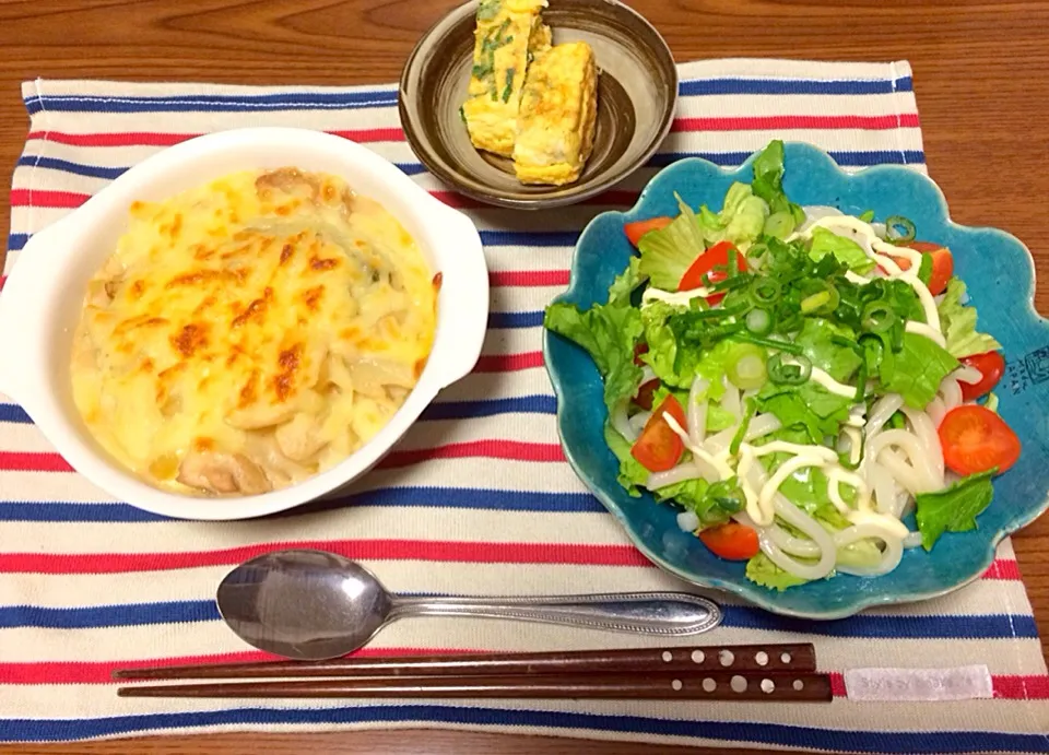 チキンとセロリのマカロニグラタン＊サラダうどん|acoさん