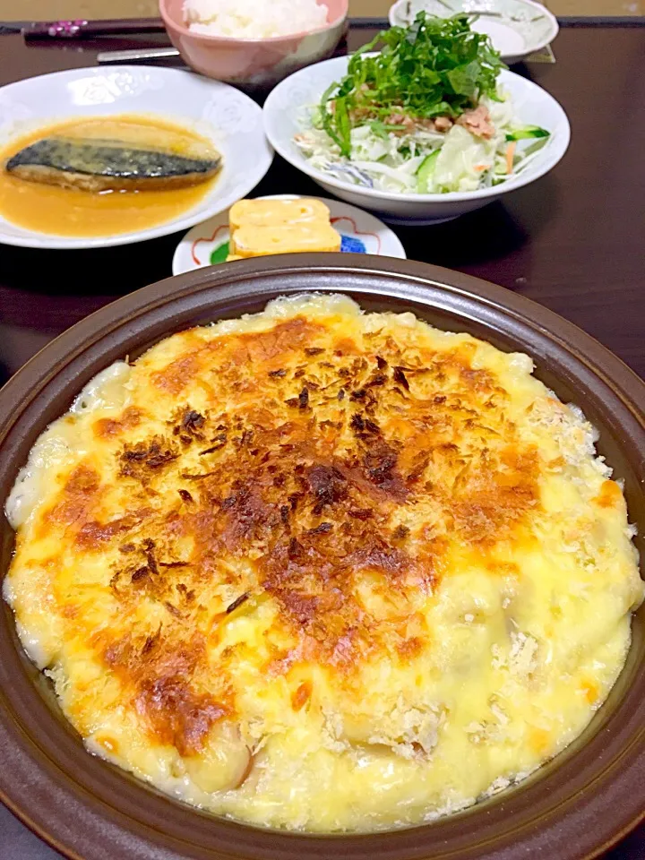 Snapdishの料理写真:グラタン♡ 鯖の味噌煮♡ サラダ♡|yumikoさん