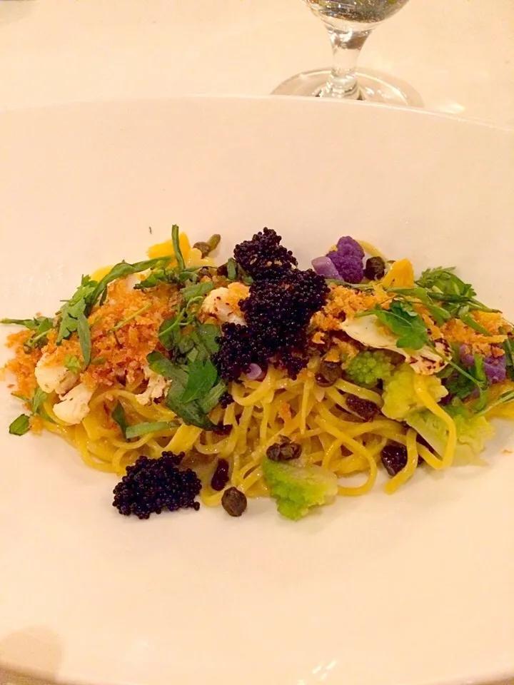 Handmade pasta with caviar @ CIA 2/19/16|Morcone Girlsさん