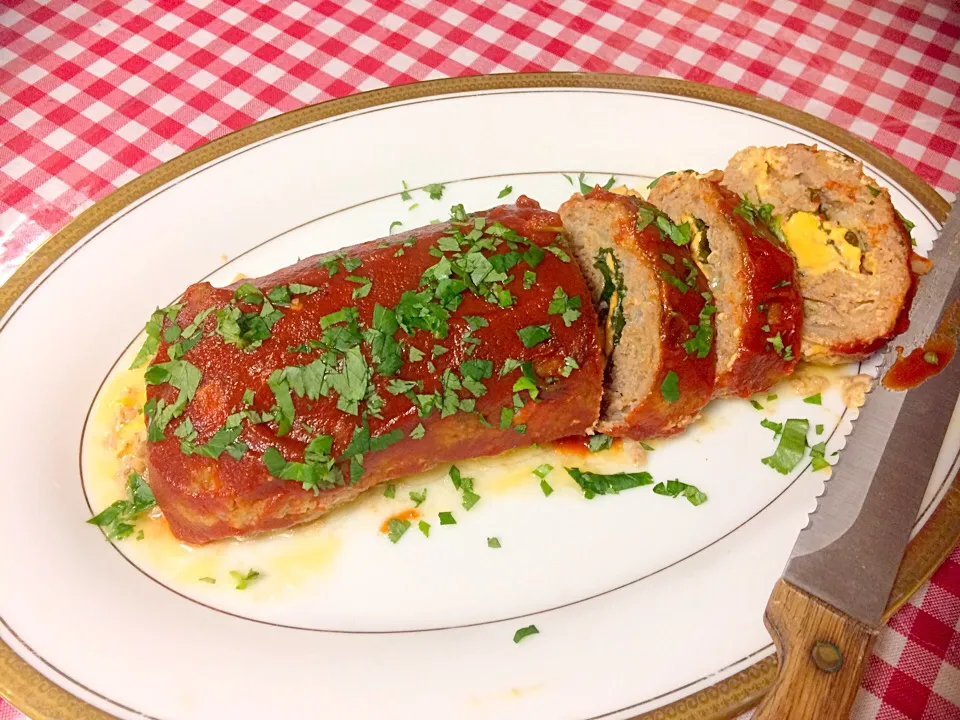 Italian meatloaf with spinach and cheddar cheese|Babyluv Cabrera Ocampoさん