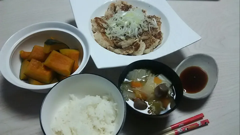 大根もち かぼちゃ煮 具だくさん汁 ご飯|はちさん