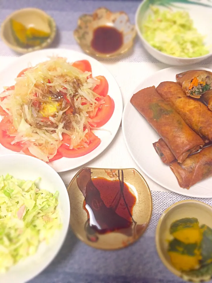 具沢山春巻きが主役の旦那飯|ショコラさん