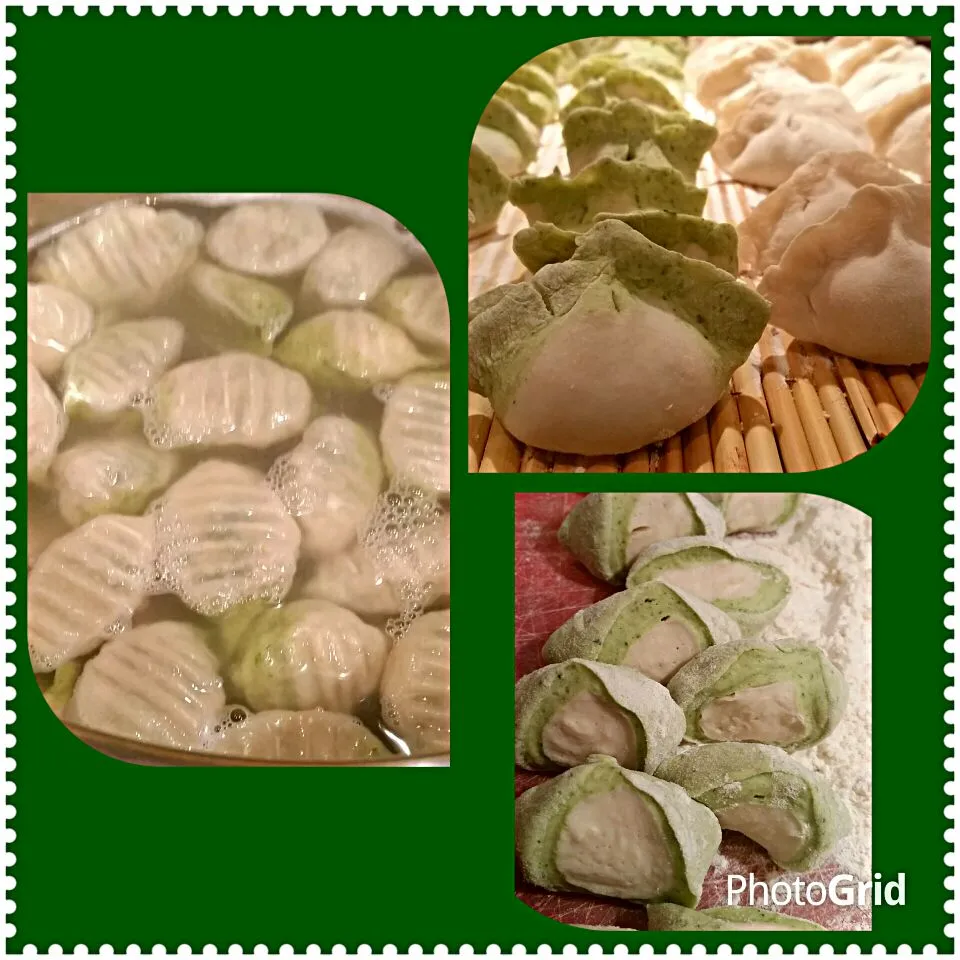 I made two colored dough dumpings for Chinese new year!  It was lots fun to make and it's pretty to look at :).  祝大家, 新年快乐!|Jihollandさん