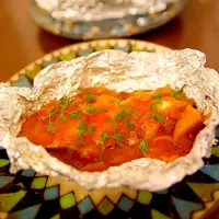 鱈のホイル焼きトマトソース/Cod-hoiruyaki (broiled or roasted in a foil wrapper)with tomato sauce|maki8jimmyさん