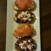 Traditional Bruschetta & Salmon Bruschetta. #pescatarian #vegatarian|Erin Jonesさん