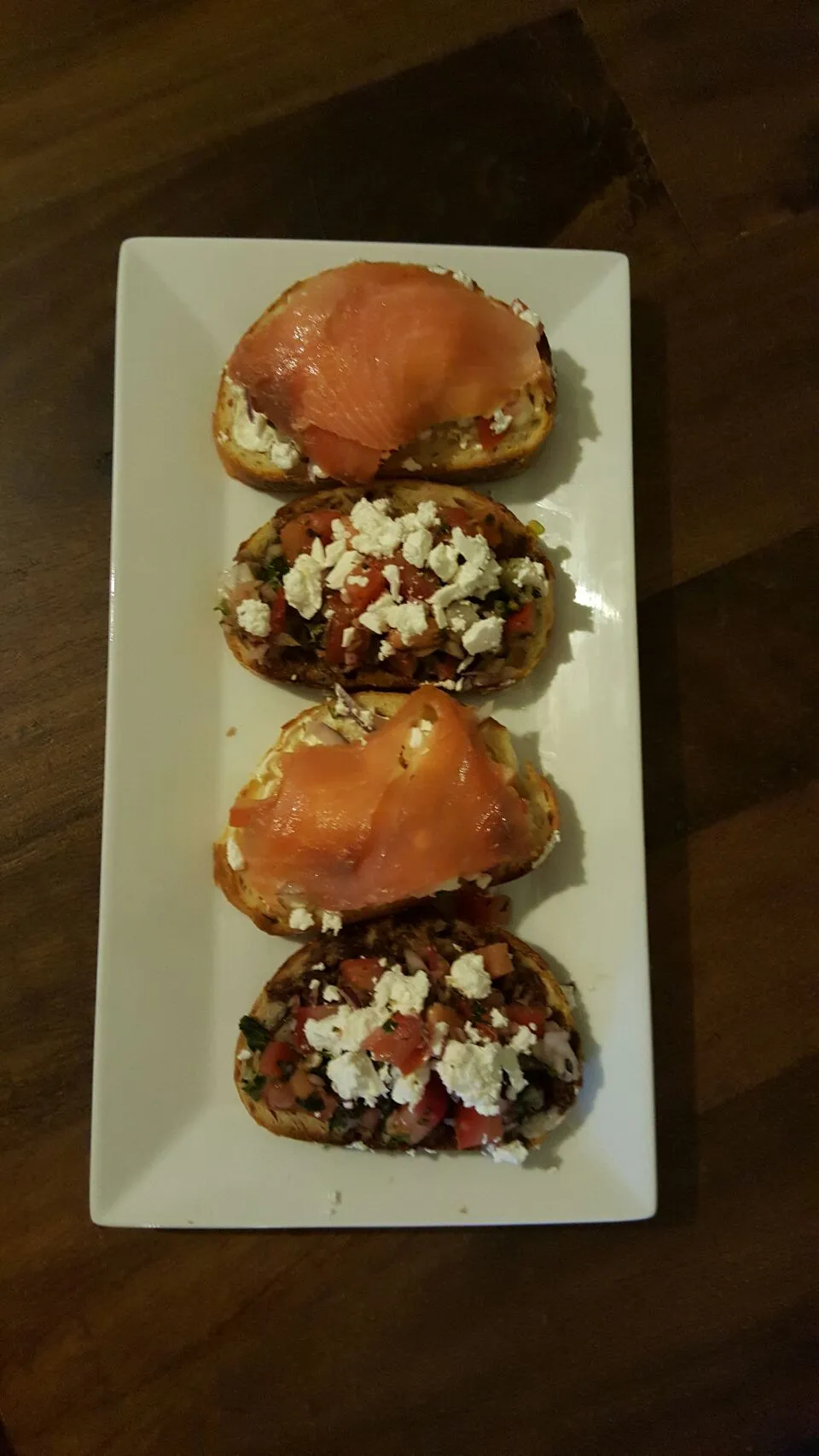 Traditional Bruschetta & Salmon Bruschetta. #pescatarian #vegatarian|Erin Jonesさん