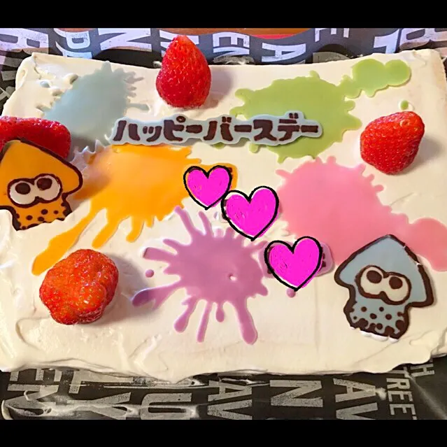 Snapdishの料理写真:スプラトゥーンなデコケーキ♪|ht7222さん