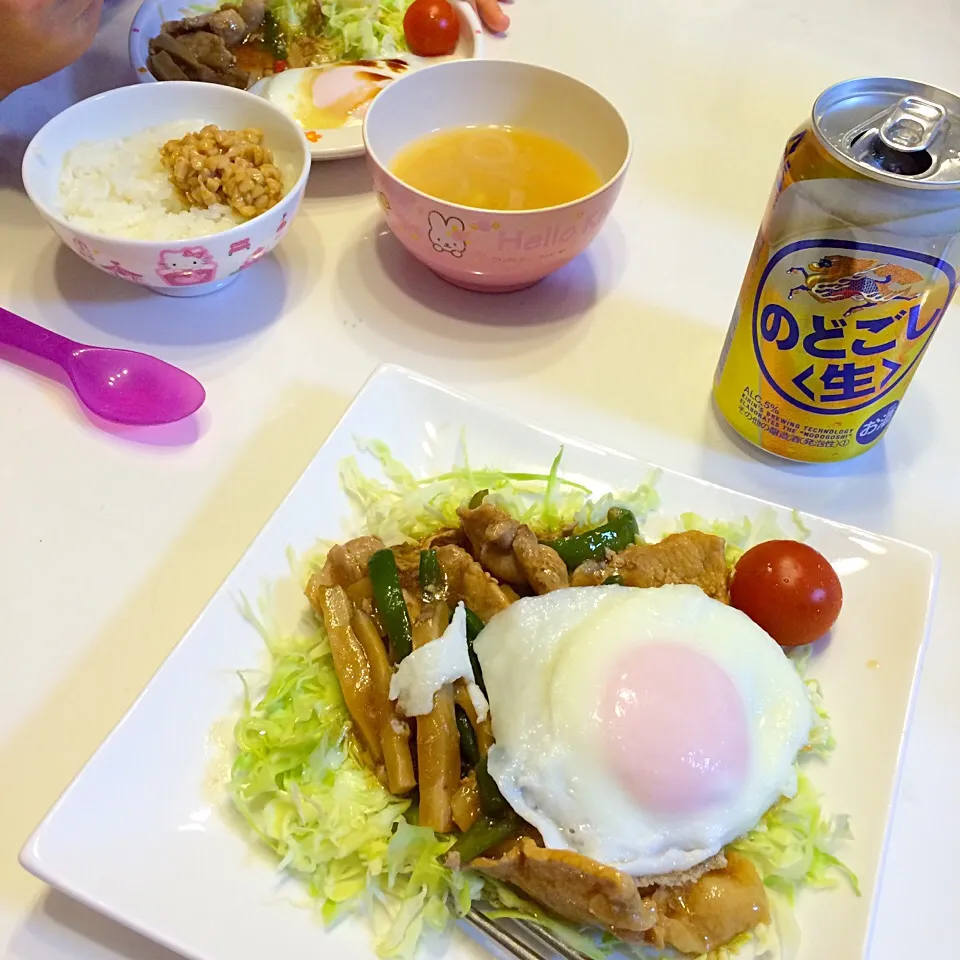 豚ロースの生姜焼き 目玉焼きのせ♡2016/02/21|ちび太さん