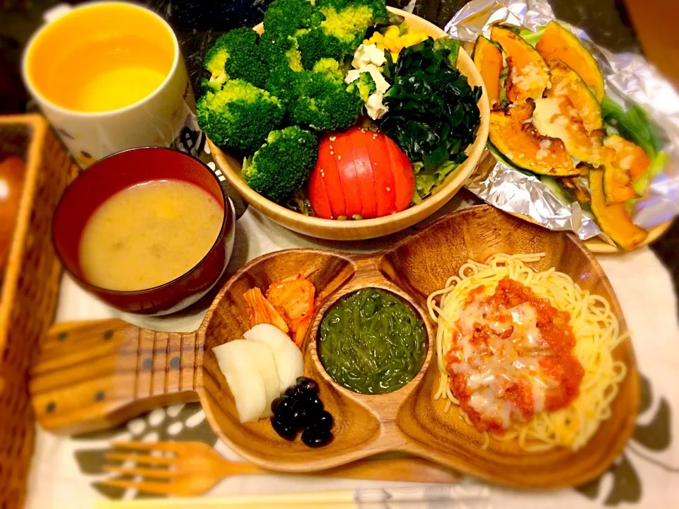 Vegetarian meal (: the spaghetti sauce is made of soy beans instead of using any meat in it😊🌱💕|Kikoさん