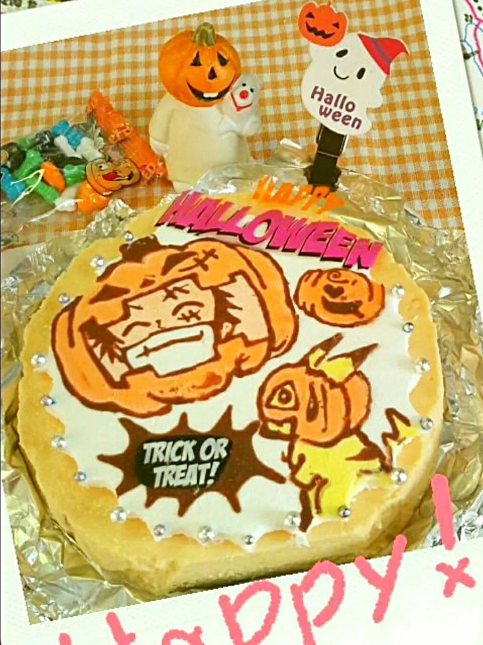 ハロウィン  ルフィ＆ピカチュウ
甘栗入り南瓜のしっとりチーズケーキ|幸せまちこさん