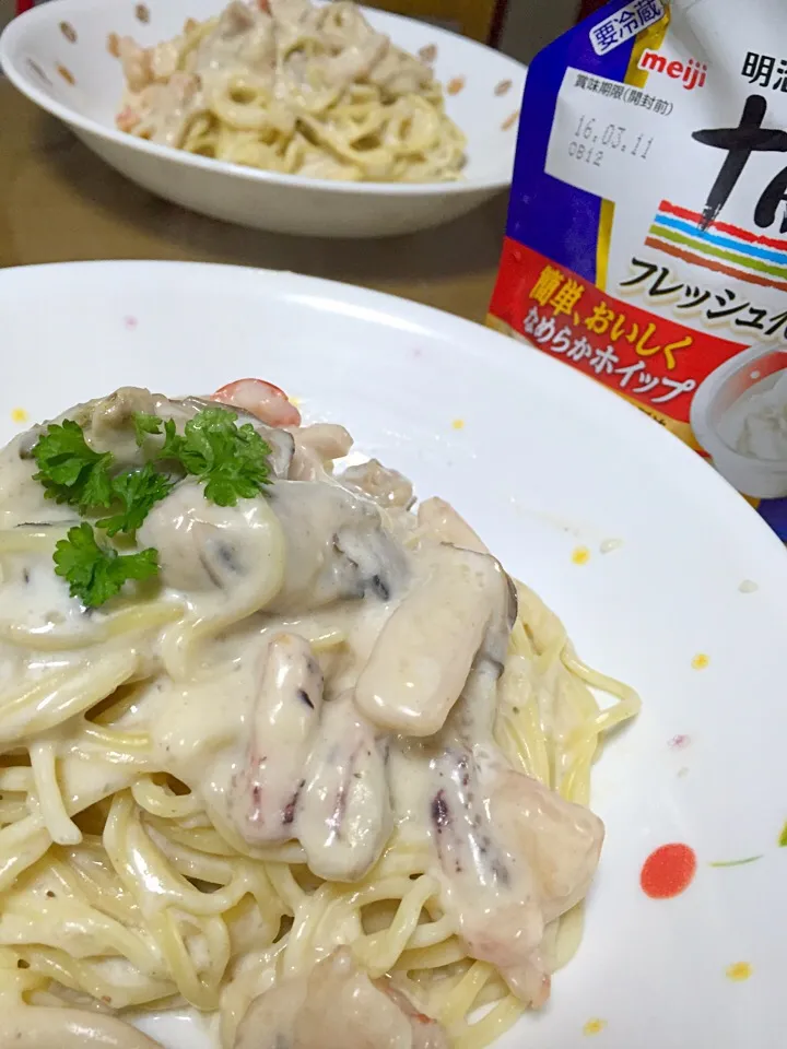 牡蠣と魚介達の濃厚クリームパスタ|maifichimamさん