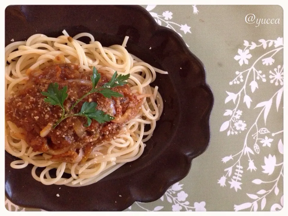 btnonさんの料理 残ったソースがお目当ての❗️ 塊肉のベジソース煮🎵 のソースでパスタ|yucca@さん