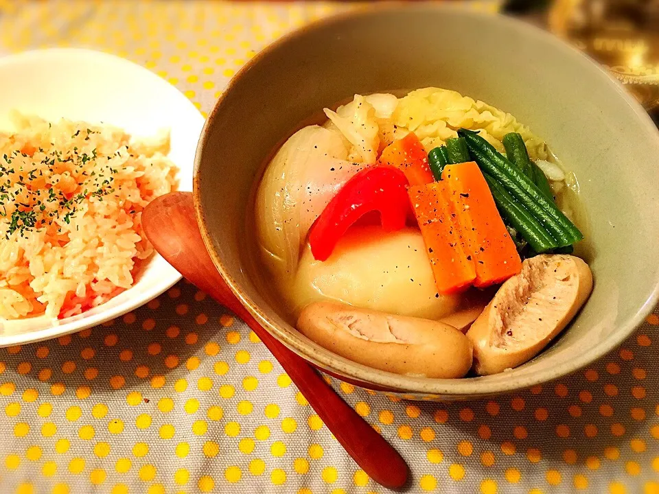 ごろっと野菜のポトフ
トマトピラフ|美穂さん