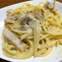 キッシュの余ったのでクリームパスタ風|いづみさん