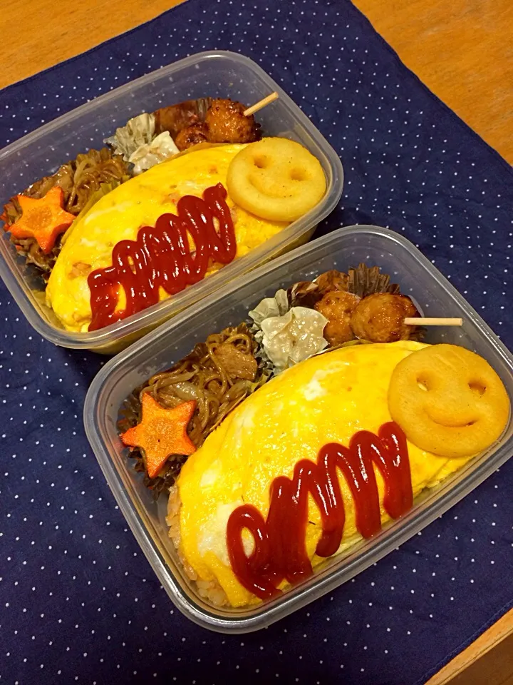 息子＆旦那弁当
今日はオムライス♡|しょこさん