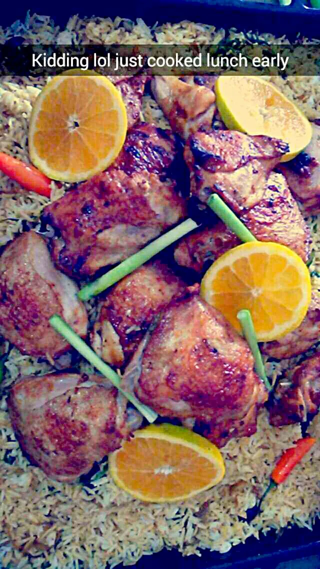 Spiced Rice with Garlic Lemon Chicken💓 
 #Rice #Chicken #garlic #lemon #Lunch|rednailschicさん