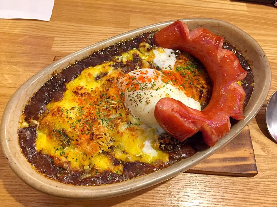 Snapdishの料理写真:焼きカレーにジャンボフランク|マハロ菊池さん