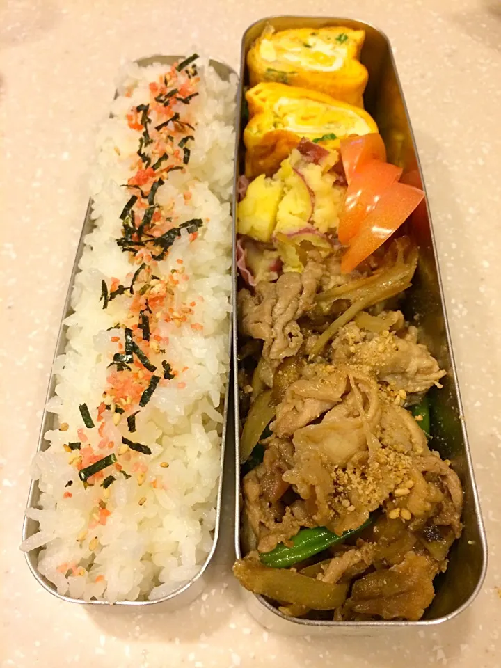 Snapdishの料理写真:2月23日のお弁当 🐷豚こまごぼう🐷|Sanjiさん