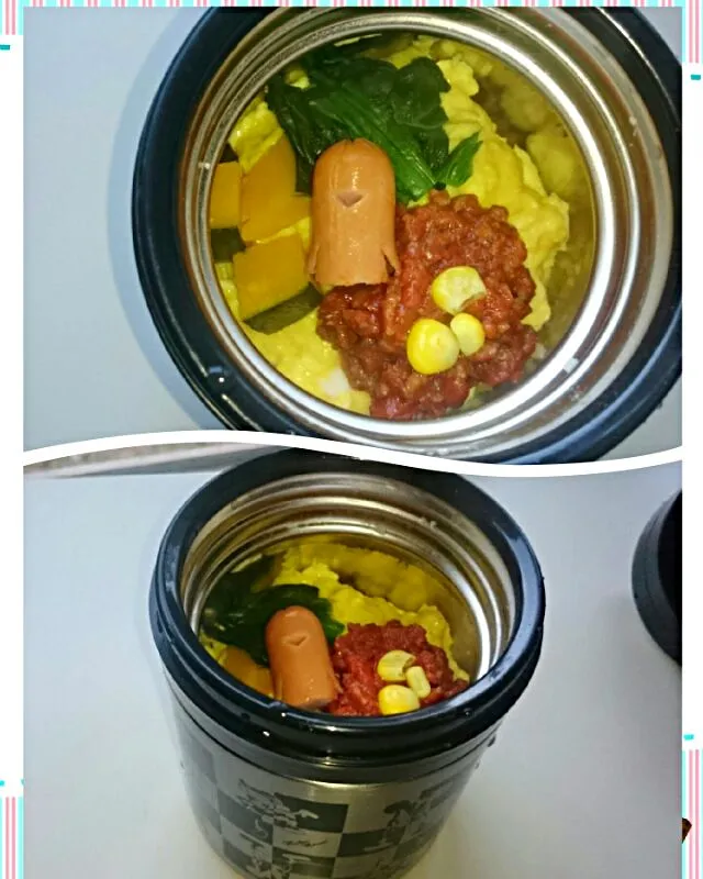 Snapdishの料理写真:保温ジャーのオムライス弁当|しじみ（zishichan）さん