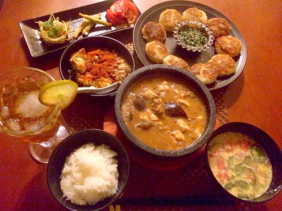 Today's Dinner🍴前菜･蘿蔔糕･麻婆茄子&豆腐･白飯･西紅柿鶏蛋湯|🌈Ami🍻さん