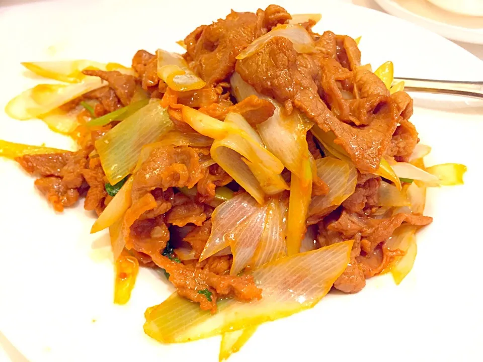 Sautéed sliced mutton with spring onion|Sky Blueさん